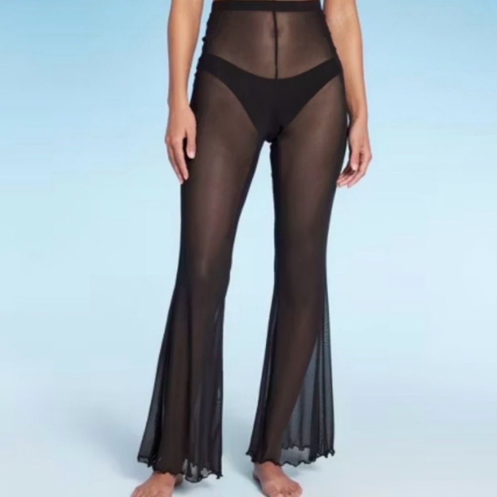 Wild Fable NWOT Women's Black Sheer Pants Size XSmall Mesh High Rise Flare